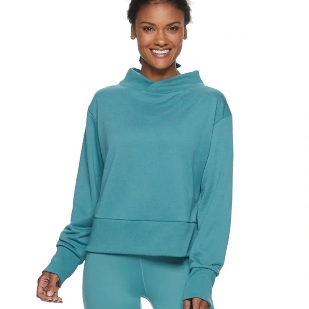 NIKE | Dri Fit Get Fit Stand Cowl Neck Pullover Sweatshirt Teal Women’s Size M